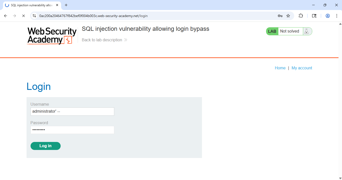 Lab 2.1 SQL Injection Login Bypass