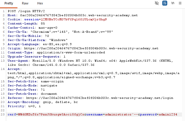 Lab 2.2 SQL Injection Login Bypass